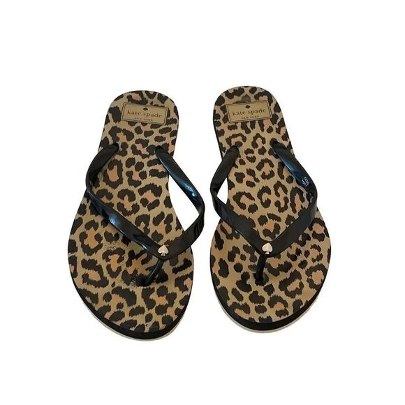 kate spade Shoes - Kate Spade Womens Brown Black Animal Print Slippers Flip Flops Sandals Size 8